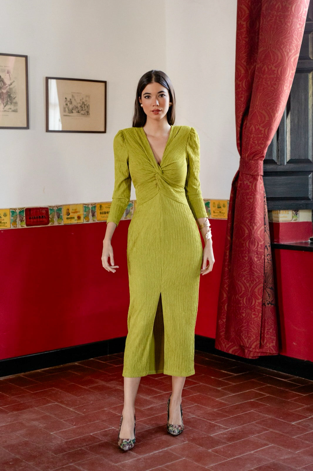 Vestido GALA verde pistacho