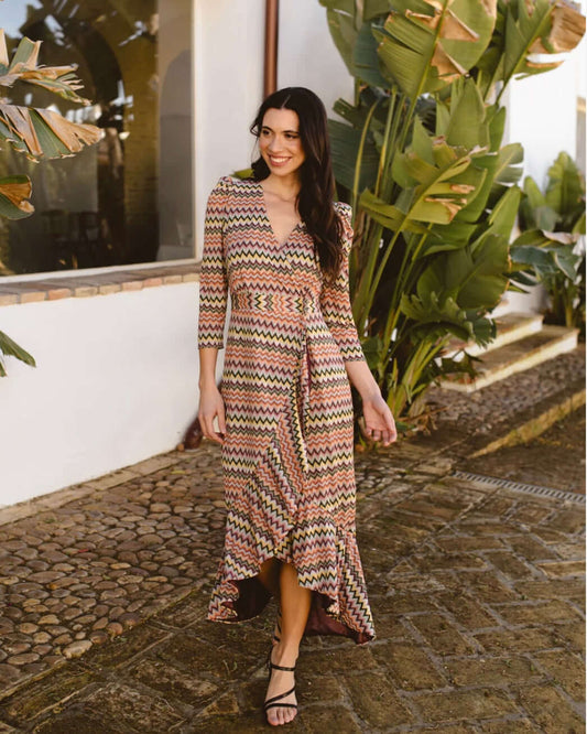 vestido invitada midi estampado