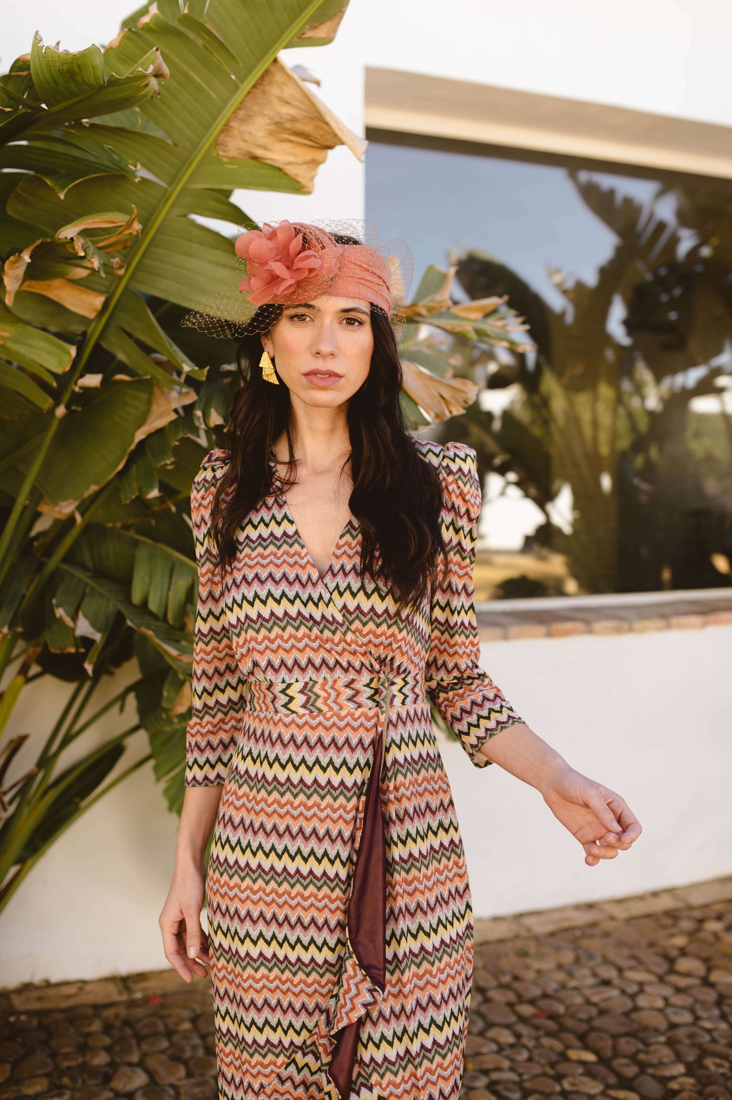 vestido midi invitada manga abullonada