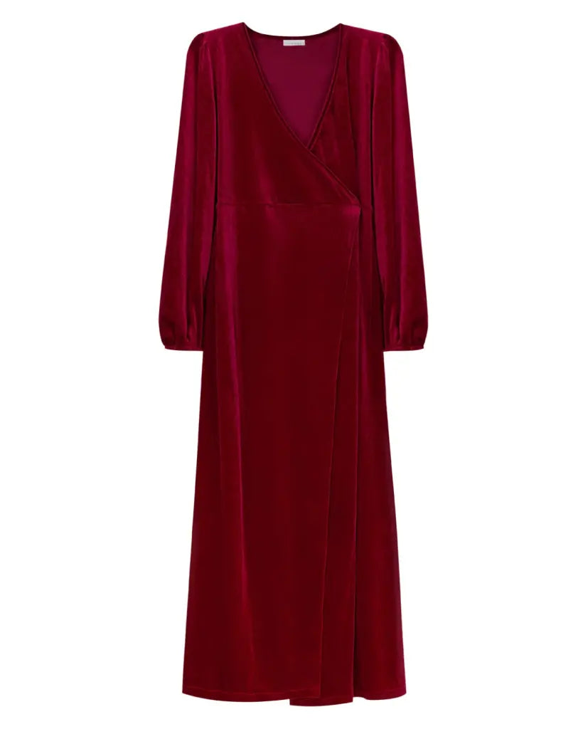 Invitada de invierno - abrigo terciopelo granate - ropa