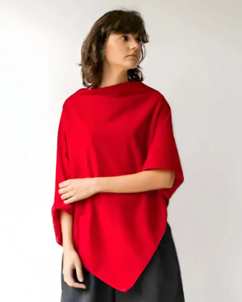 Poncho terciopelo rojo - invitada de invierno - ropa