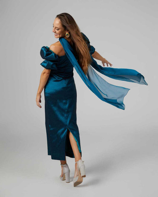 capa gasa larga azul petroleo - Capa para invitadas de boda capas_capicua