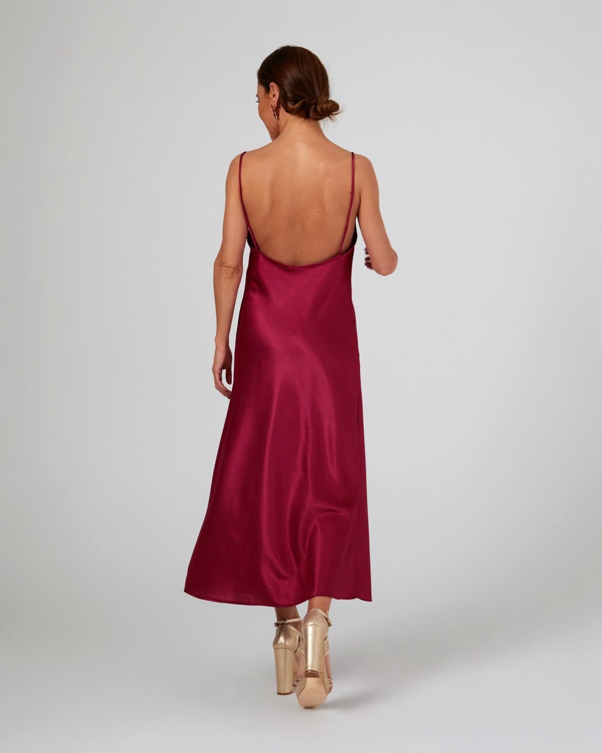 Vestido lencero midi buganvilla fiesta espalda