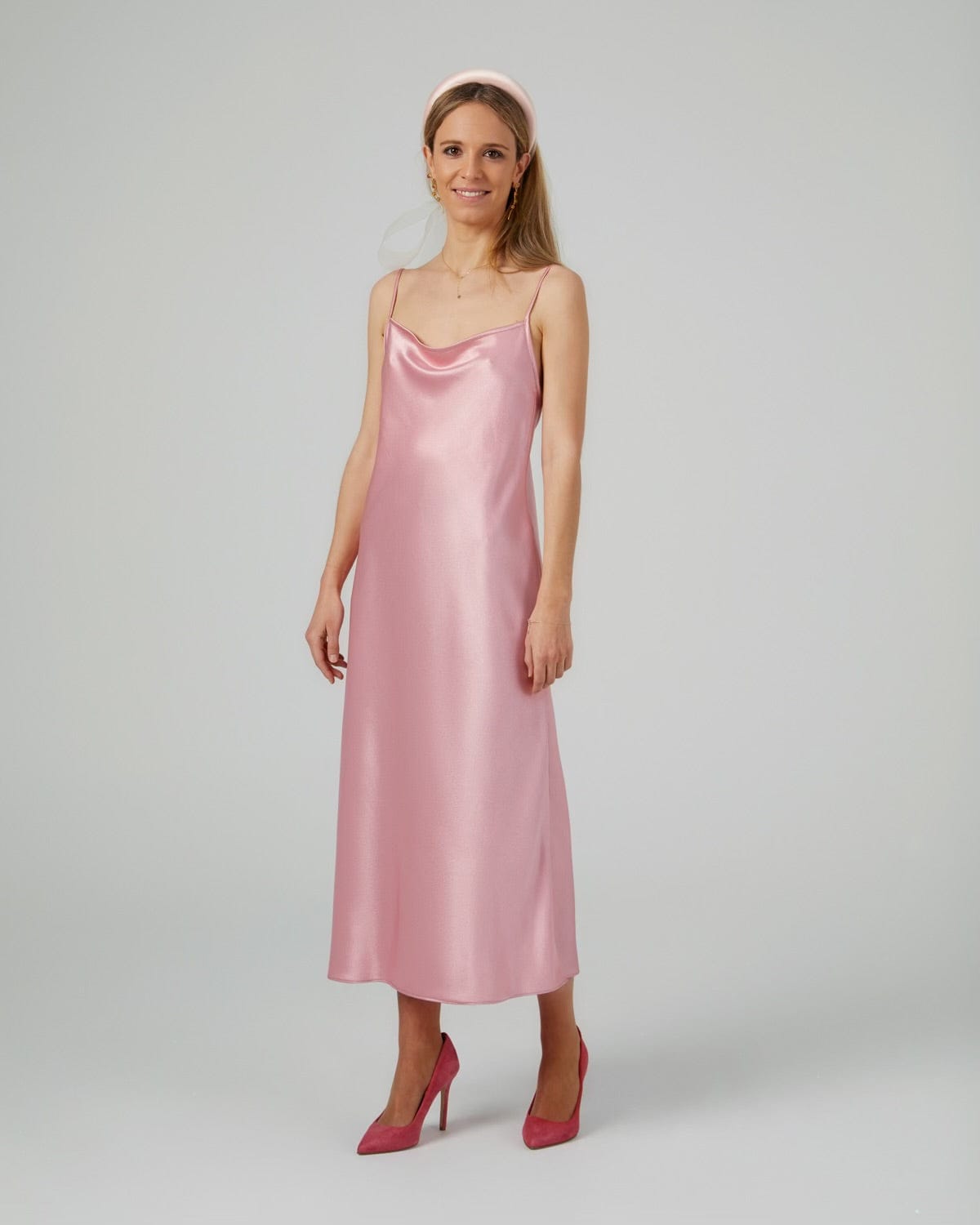 Vestido midi rosa
