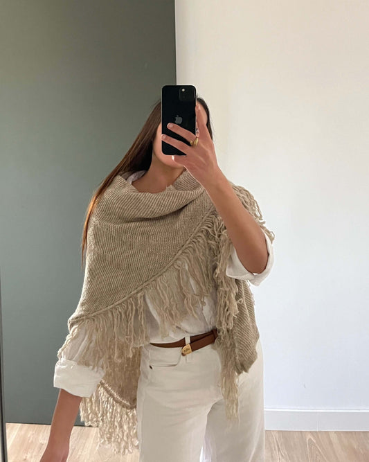 PONCHO LANA BEIGE