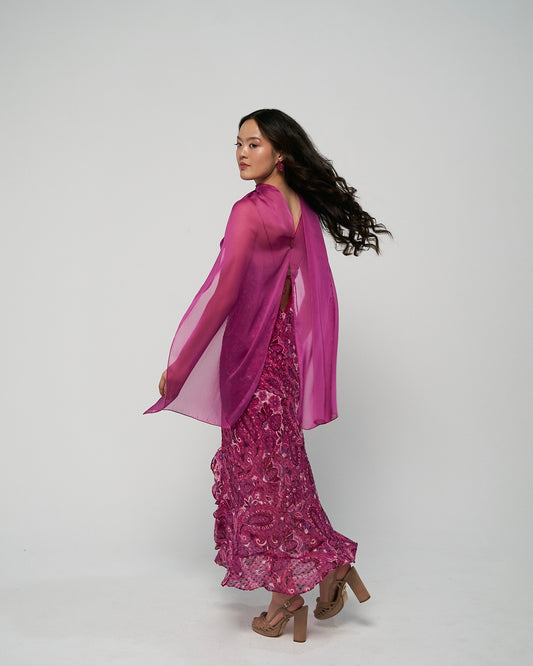 Capa rosa púrpura larga - Capa invitada