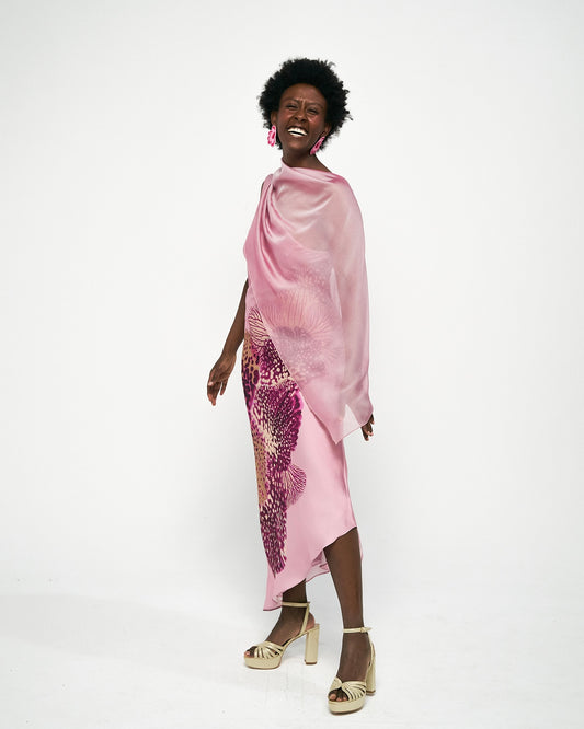 Capa rosa perlado corta - Capa invitada