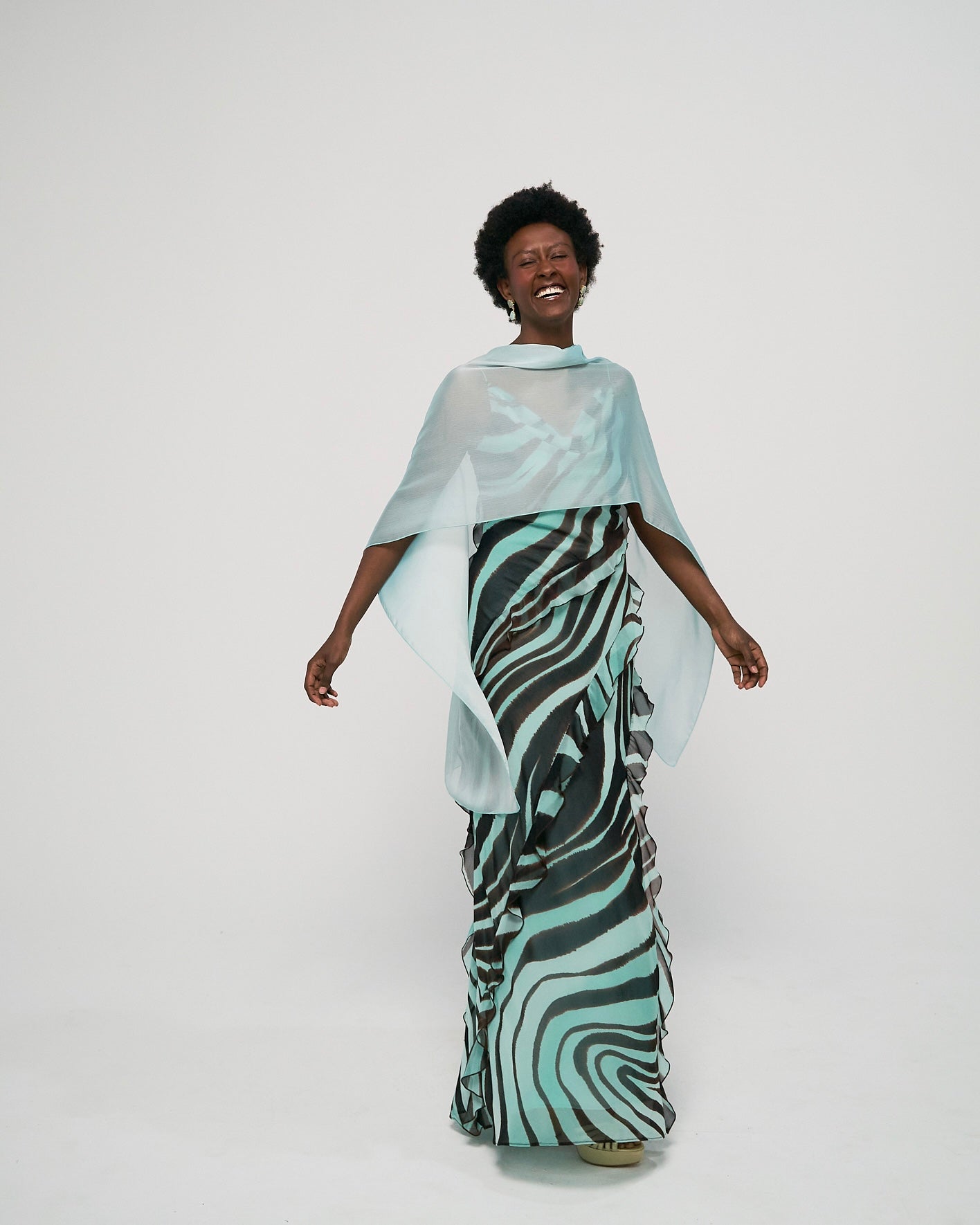 Capa azul aguamarina larga - Capa invitada