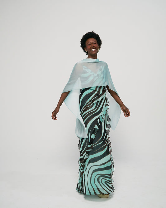 Capa azul aguamarina larga - Capa invitada