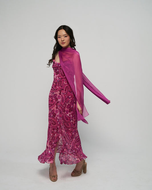 Capa rosa púrpura larga - Capa invitada