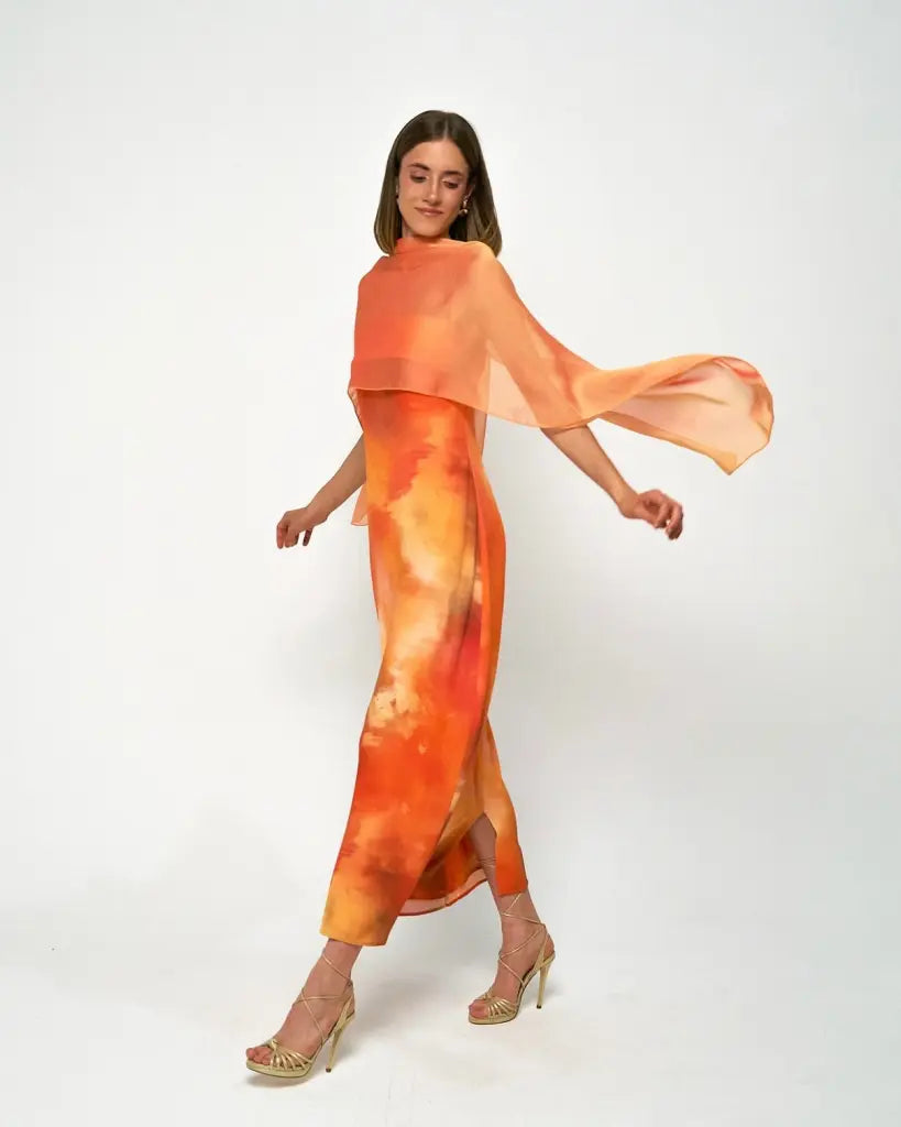 Capa naranja clara larga - invitada