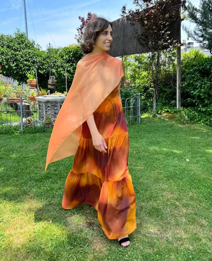 Capa naranja clara larga - invitada