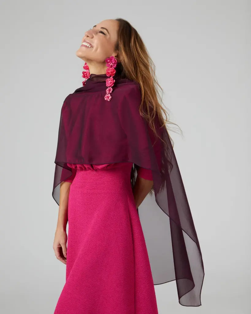 Capa panacea larga vino - invitada boda y fiesta - ropa