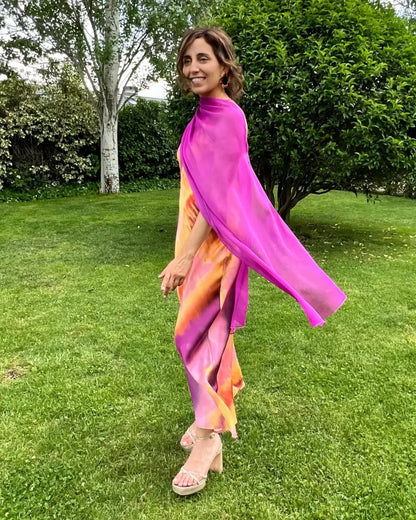 Capa rosa púrpura larga - invitada