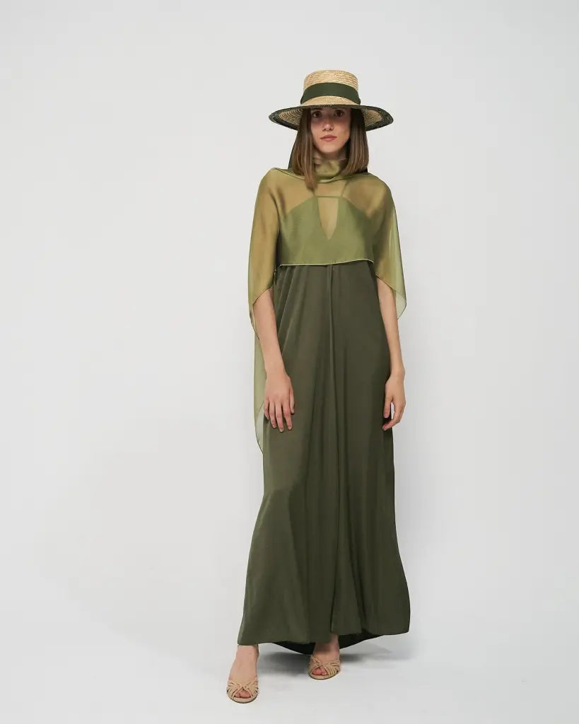 Capa verde caqui larga - panacea - ropa y accesorios