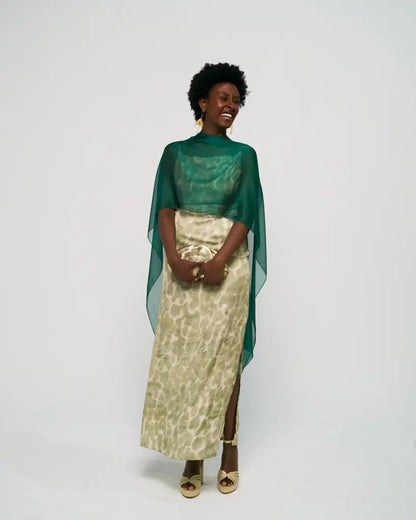 Capa verde esmeralda larga - invitada