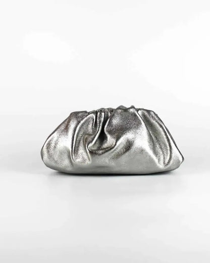 Clutch plateado - bolso de piel