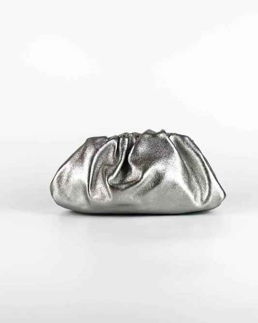 Clutch plateado - bolso de piel
