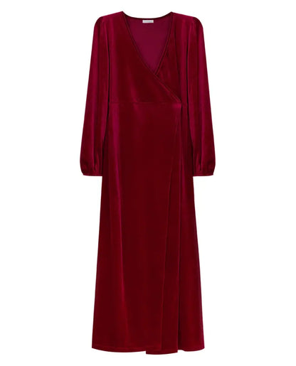 Invitada de invierno - abrigo terciopelo granate - ropa