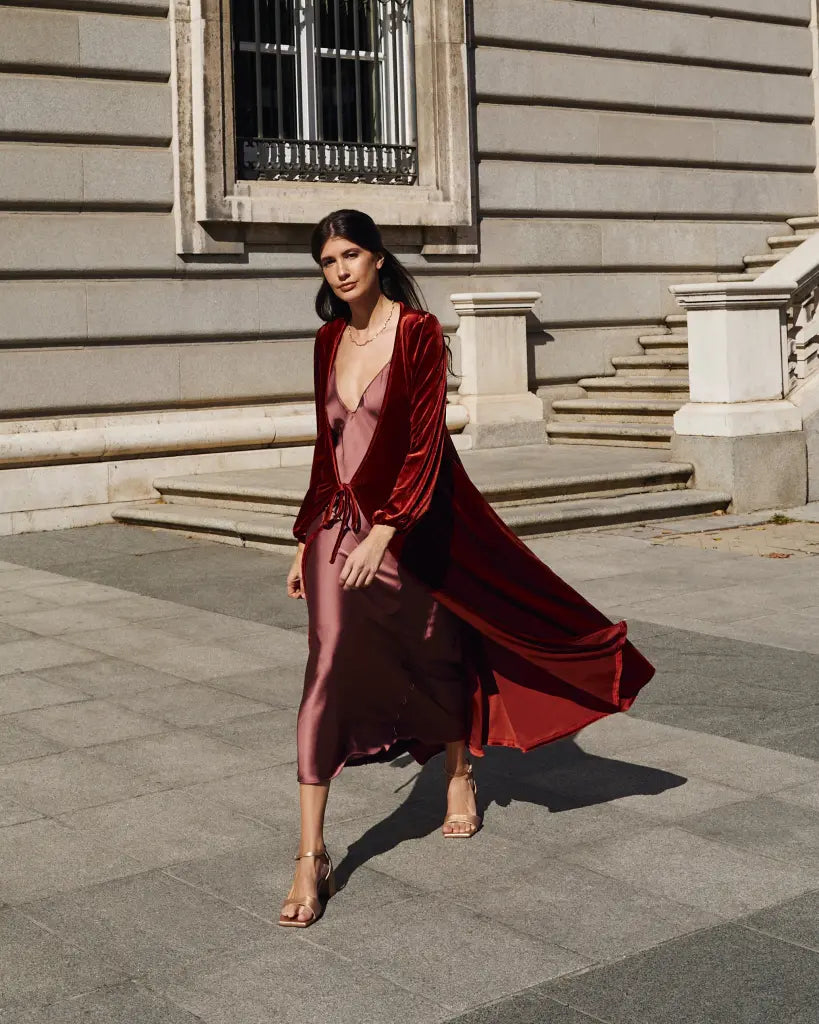 Invitada de invierno - abrigo terciopelo teja - ropa