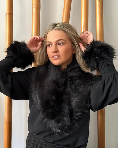 Puños de pelo negro eos - invitada invierno - ropa