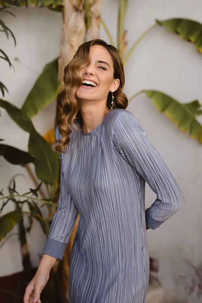 Vestido delphos azul plata - ropa y accesorios