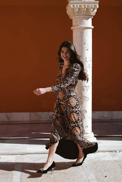 Vestido estampado soles - invitada perfecta - ropa